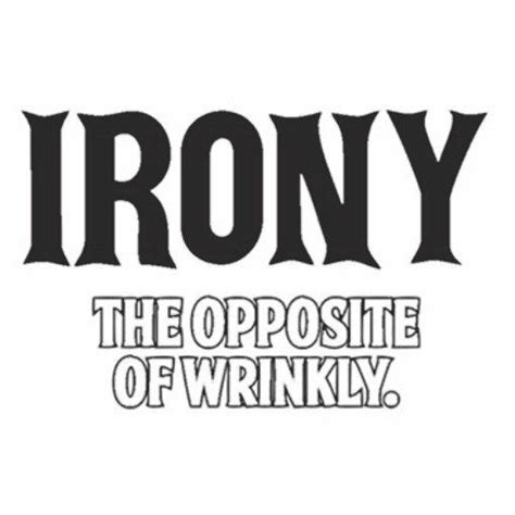 Irony The Opposite Of Wrinkly Funny T Shirt Funny Quotes Haha