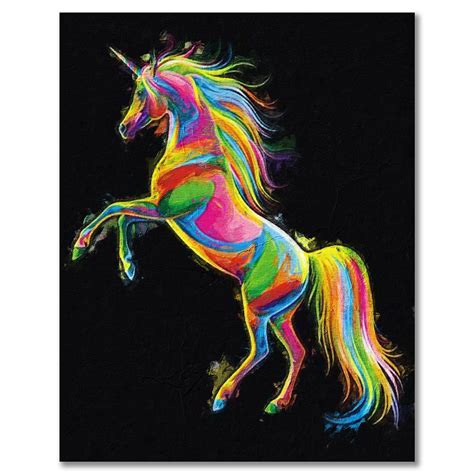 Paint By Numbers Kit Colorful Unicorn Diy Painting T Etsy