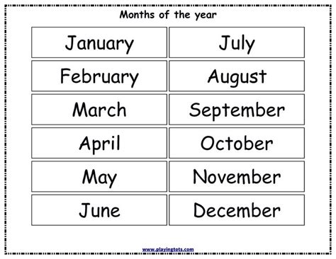 Pin By Devi Harfiza On Months Of The Year Preschool Charts Months In