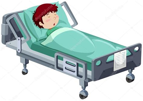 Niño Enfermo En Cama De Hospital Vector De Stock 98702076 De