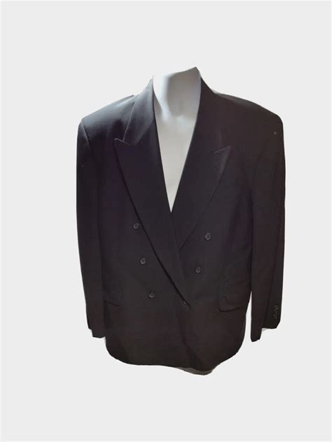 Barrington Mens Double Breasted Black Suit Jacket Si Gem