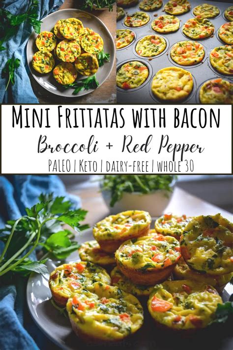 Easy Mini Frittatas With Bacon Broccoli And Red Pepper Calm Eats