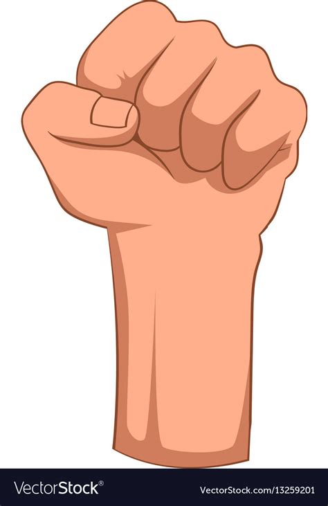 Raised Up Clenched Male Fist Icon Cartoon Style Vector Image
