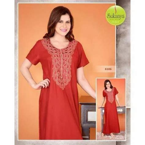 Ladies Embroidered Nighty Ladies Designer Embroidered Nighty Manufacturer From Mumbai