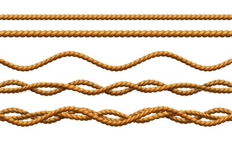3d Realistic Vector Rope Seamless Patterns Twisted And Wavy Cords