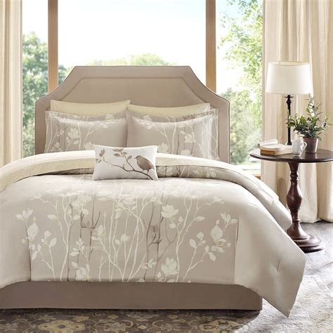 Modern color block blue and brown brown 8pc comforter and shams set with bed skirt add chic style to your bedroom with this luxury designer blue and brown reversible 8 piece comforter set oversized. BEAUTIFUL 8PC MODERN ELEGANT IVORY WHITE BROWN BEIGE LEAF ...