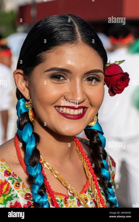 A Young Attractive Dancer In Traditional Dress From Santiago Pinotepa