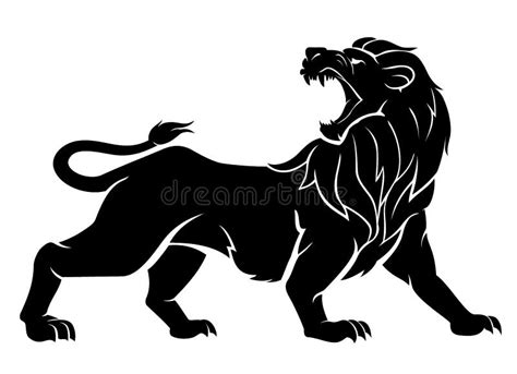 Lion Roaring Silhouette Full Length Stock Vector Illustration Of Open