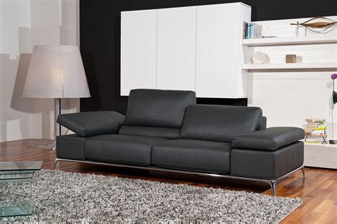Modern Black Leather Sofa Baci Living Room