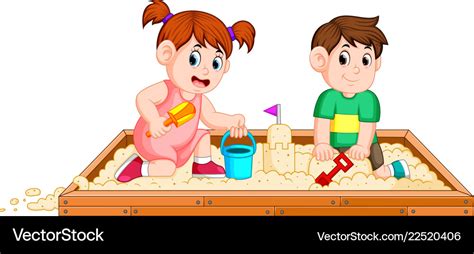 Children Play Sand Happily Royalty Free Vector Image
