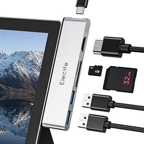 Elecife Usb C Hub For Surface Pro 7 6 In 2 Multiport Adapter Hub With