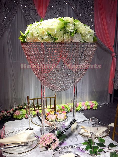 80cm Tall Wedding Crystal Table Centerpiece Flower Stand With Bead