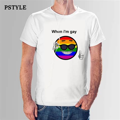 pstyle when i m gay funny t shirt for men caroon lgbt design t shirt man summer short sleeve