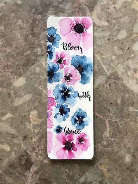 Floral Bookmark Bloom With Grace Etsy Watercolor Bookmarks