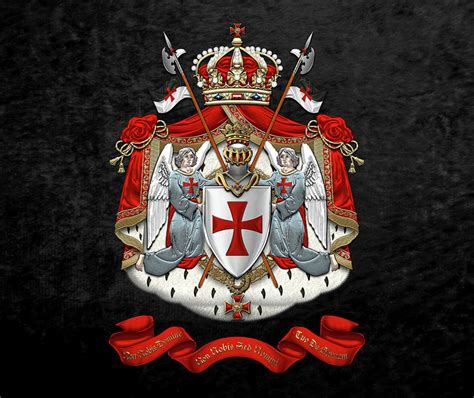 knights templar coat of arms over black velvet fleece blanket for sale by serge averbukh