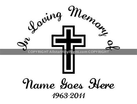 In Loving Memory Cross Memorial Car Stickers Window