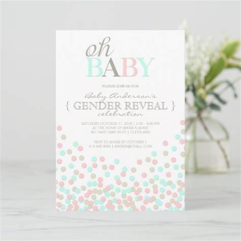 Oh Baby Confetti Gender Reveal Party Pink Blue Invitation Zazzle