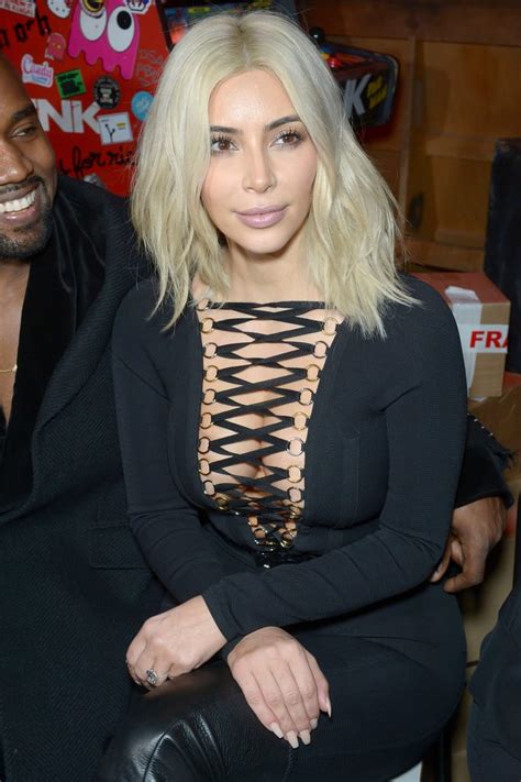 Kim kardashian west was a style icon long before she founded her buzzy beauty brand whether it's raven black, platinum blonde, or bubblegum pink, kim k and her hairstylists know what they're doing. Kim Kardashian's White-Blonde Hair at Paris Fashion Week ...
