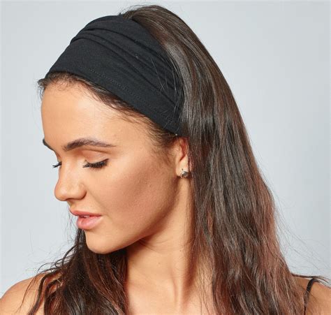 Headband For Women Black Wide Comfortable Non Slip Cotton Etsy