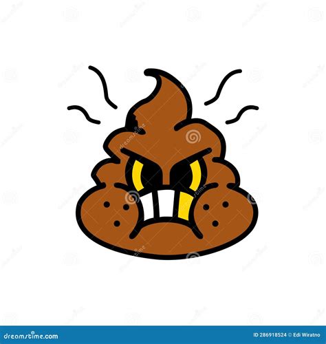 Poop Cartoon Character Vector Illustration With Angry Face Expression