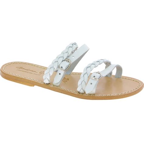 Handmade Womens Slipper Sandals In White Leather The Leather Craftsmen