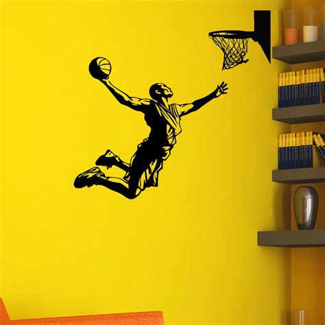 Basketball Player Gaming Jumping Pattern Art Wall Stickers Home Cool