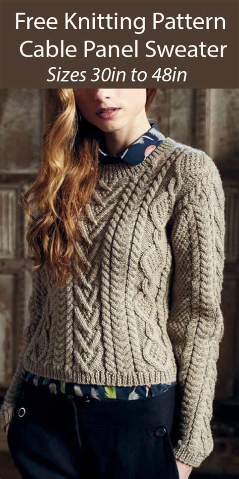 Free Knitting Pattern For Cable Panelled Sweater Cable Sweater Pattern Cable Knit Sweater