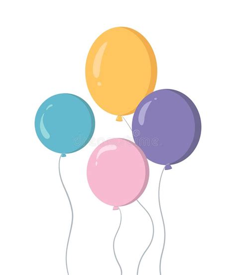 Bunch Balloons Cartoon Flat Style Stock Illustrations 201 Bunch