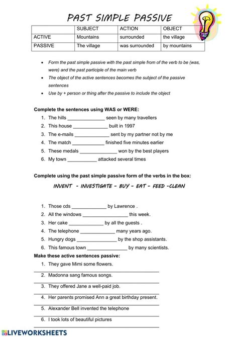 Passive Voice Present And Past Worksheet