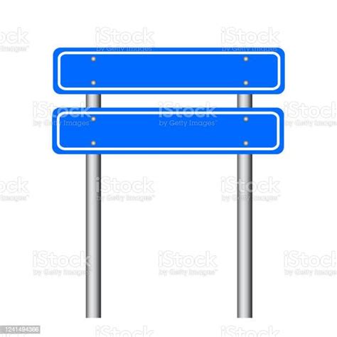 Blue Traffic Sign Road Board Text Panel Mockup Signage Direction
