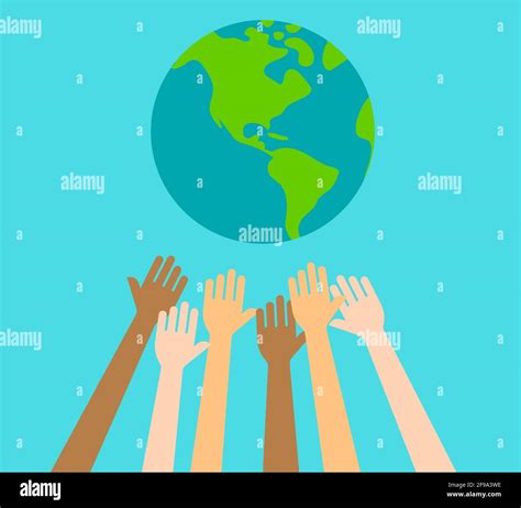 Various Races Raising Their Hands Vector Illustration Anti Racism