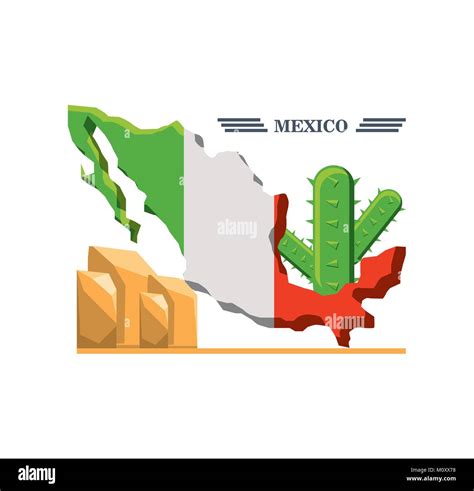 Mapa De México Con Elementos Mejicanos Imagen Vector De Stock Alamy