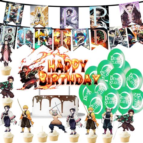 Demon Slayer Birthday Party Theme Party Favors Decorations Banner Cake