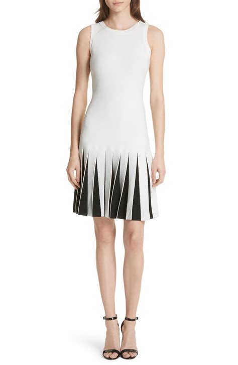 Milly Pleated Contrast Drop Waist Dress Nordstrom