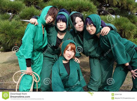 Young Japanese Female Cosplayers Ninja Editorial Stock