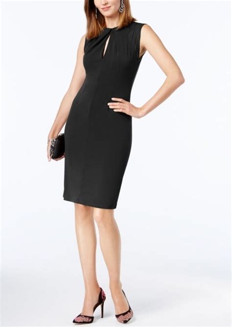 Inc International Concepts Womens Black Keyhole Sheath Dress Sz M