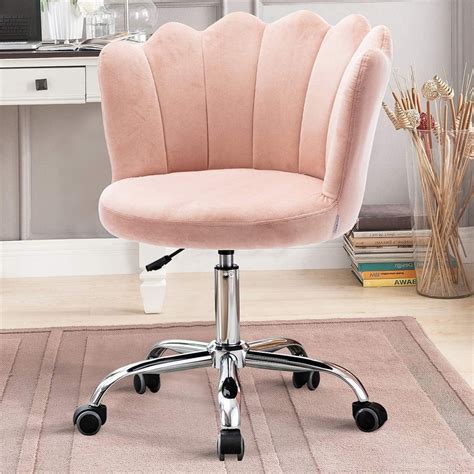 Velvet Office Chair Adjustable Velvet Desk Chair For Home Office Pink