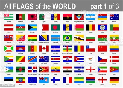 All World National Flags Icon Set Alphabetically Part 1 Of 3 Vector