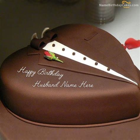 The familiar lines naturally draw. Write name on Chocolate Heart Cake For Husband - Happy ...