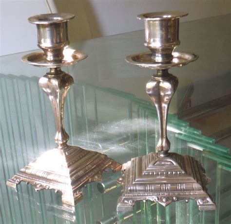 C1900 Pretty Pr Edwardian Candlesticks Silver Plated Ebay