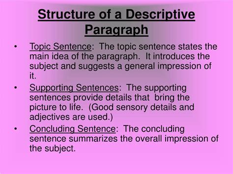 Descriptive Paragraph Structure