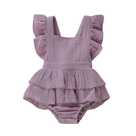 Baby Girl Solid Ruffled Romper The Trendy Toddlers