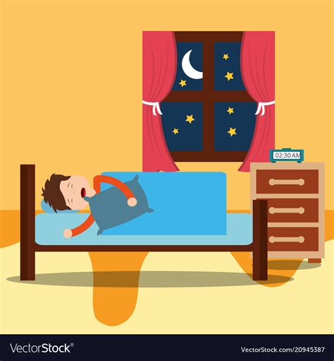 A Little Boy Sleeps In The Night Royalty Free Vector Image