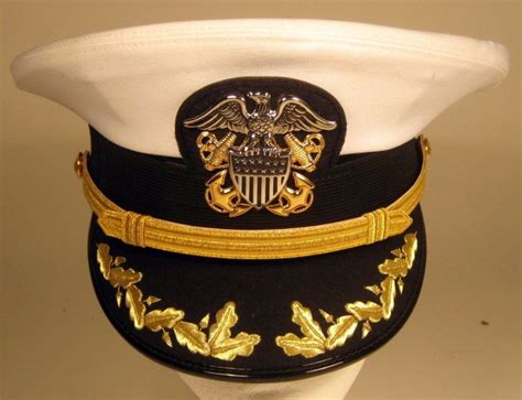 Usn Us Navy Naval Male Commander Captain Officer Dress Whites Hat Cap