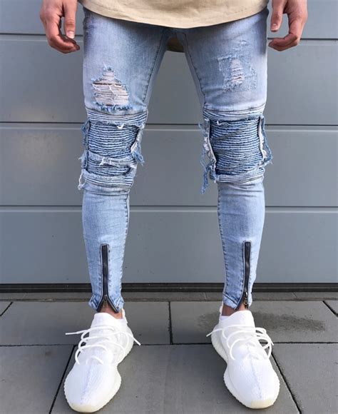 2017 Men Skinny Jeans Design Fashion Slim Hiphop Biker Strech Ankle