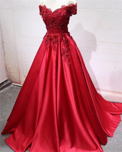 Red Wedding Dress Ball Gown Reception Women Formal Evening Party Gown