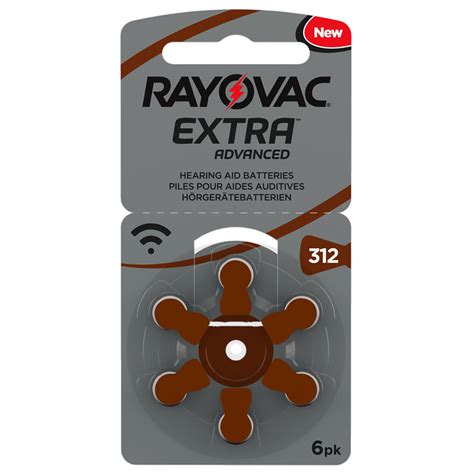 Rayovac Extra Size 312 Brown Hearing Aid Batteries 6 Pack