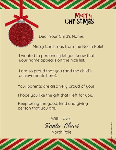 Free Letter From Santa Printable