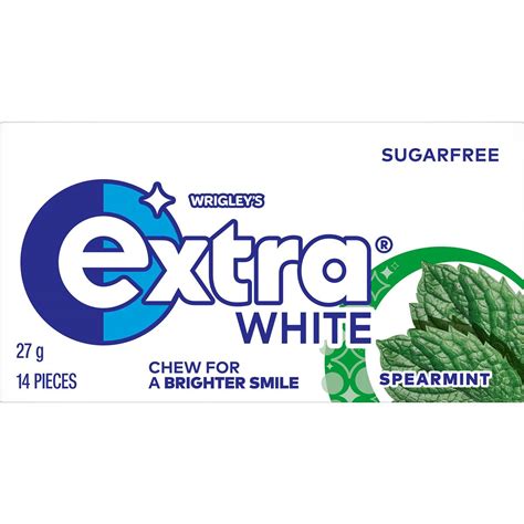 Extra White Spearmint Sugar Free Chewing Gum 14pc 27g Woolworths