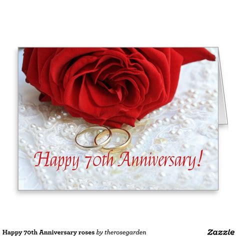 Happy 70th Anniversary Roses Stationery Note Card Happy 65th